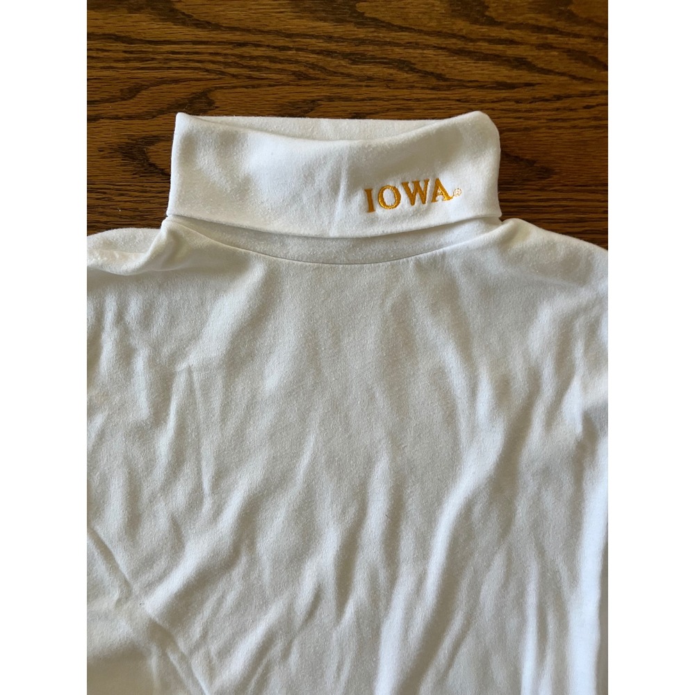 Vintage Vantage Iowa Hawkeyes Turtleneck Shirt White Long Sleeve Made in USA S